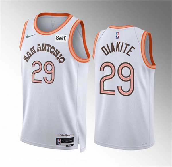 Men%27s San Antonio Spurs #29 Mamadi Diakite White 2023-24 City EditionStitched Basketball Jersey Dzhi